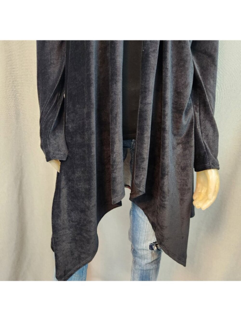 Southwestern Style & Black Long Sleeve Open Sweater Duster Jacket MEDIUM LARGE - Picture 4 of 8